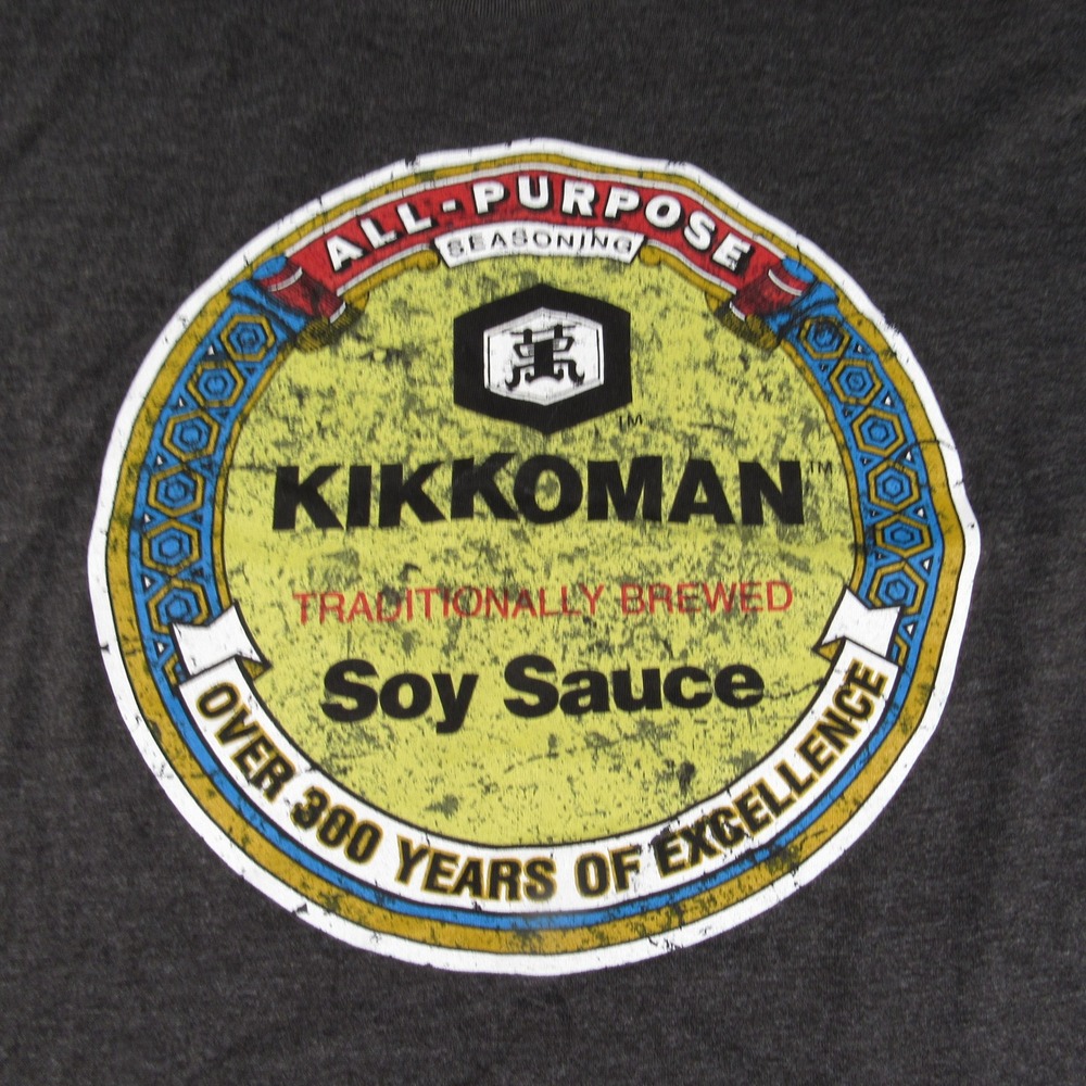 Kikkoman T-Shirt‎ Mens Extra Large Gray Soy Sauce Label Novelty Graphic Tee